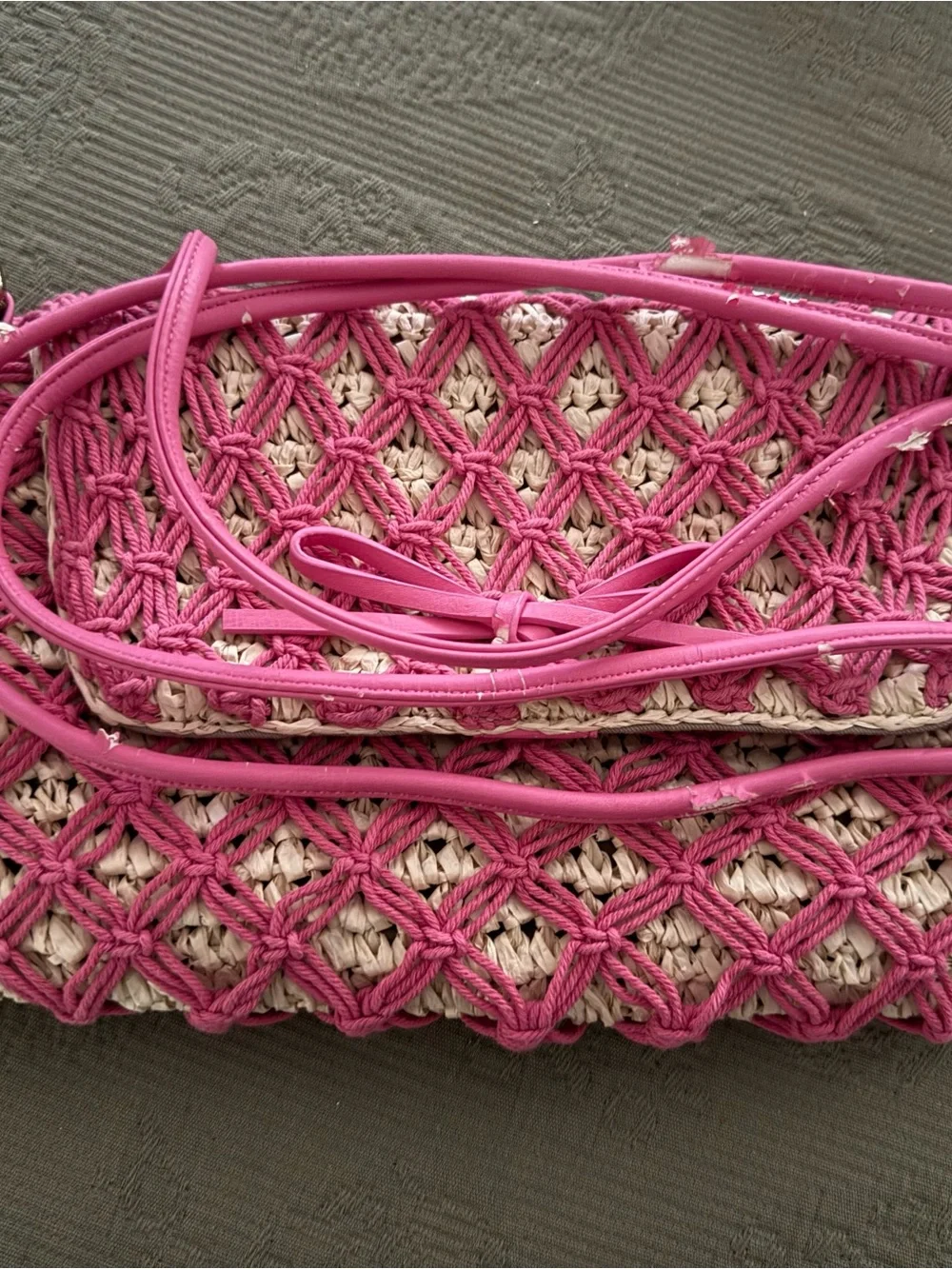 Talbots Pink and Cream Woven Crossbody Bag - Picture 1 of 4